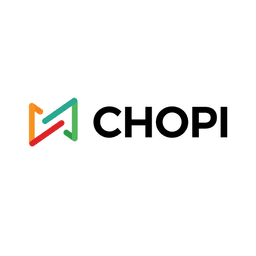 CHOPI POINTS logo con ícono geométrico multicolor y texto CHOPI en negro